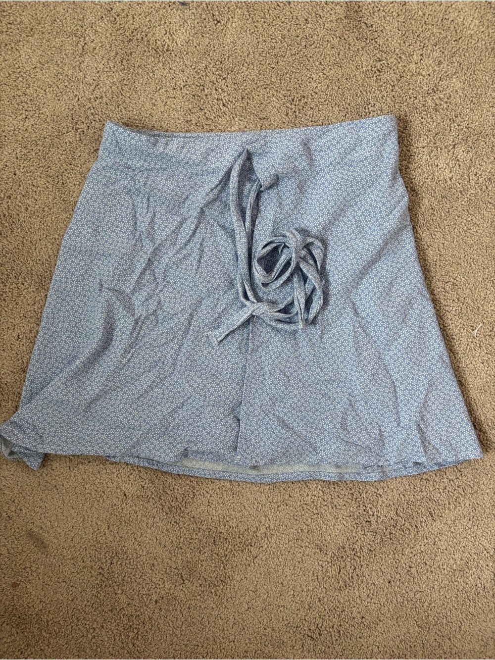 Brandy Melville Light Blue Printed Tie-Waist A-Line Skirt